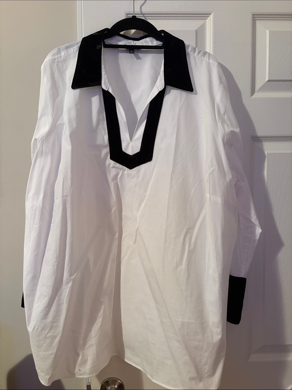 Talbots White Blouse with Black Collar and Trim